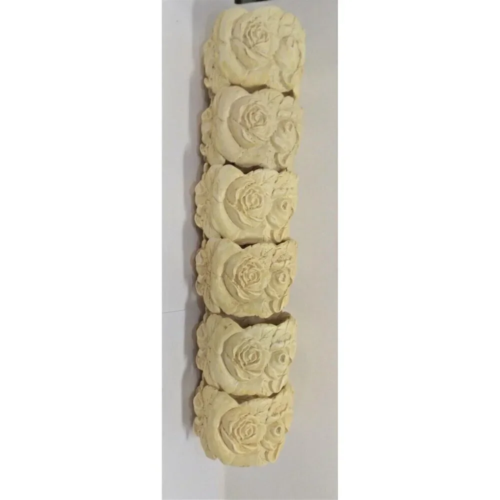 Set of 6 beige carved roses floral napkin rings